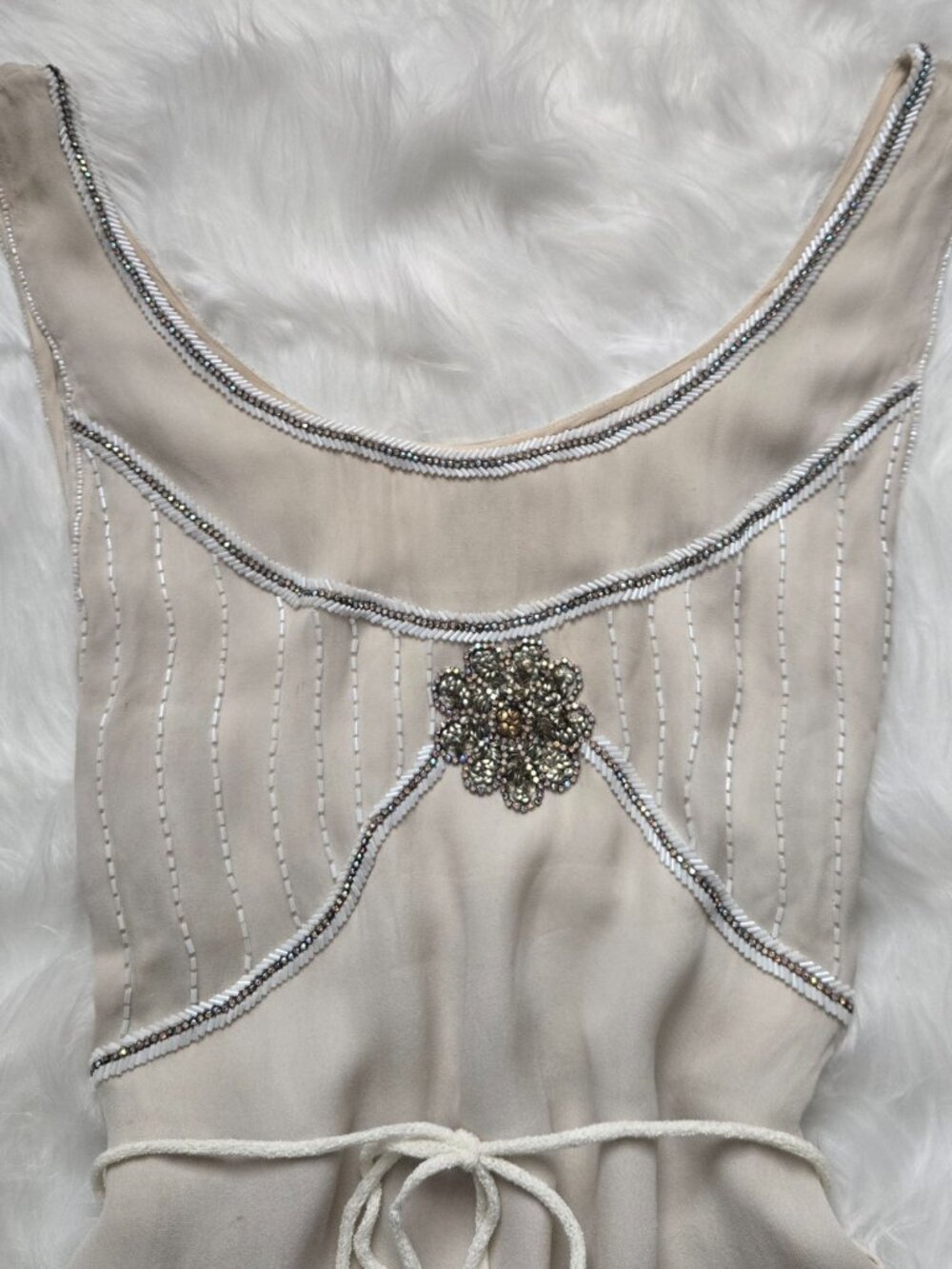 Matthew Williamson Cream Beaded Embellished Tank Top Size Small - Picture 4 of 14